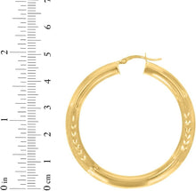 Load image into Gallery viewer, 10k Yellow Gold 5mm High Polish and Satin Finish Round Tube Hoop Earrings