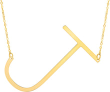 Load image into Gallery viewer, 14k Yellow Gold 1.5" Extra Large Angled Alphabet Letter A - Z Initial Charm Pendant with Chain Necklace