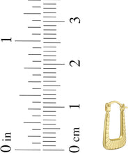 Load image into Gallery viewer, 14k Yellow Gold 11mm Ribbed Rounded Rectangle Hoop Earrings
