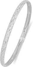 Load image into Gallery viewer, 14k Yellow Gold or White Gold 6mm Diamond Cut Satin Finish Textured Bangle Bracelet 7 Inch