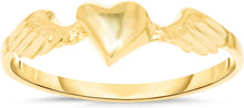 Load image into Gallery viewer, 10k Yellow Gold 5.5mm Flying Heart Wings Filigree Ring