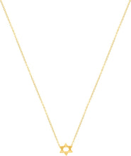 Load image into Gallery viewer, 14k Yellow Gold Star of David Chain Necklace, Adjustable 16" - 18 Inch