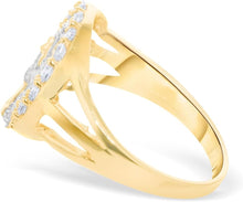 Load image into Gallery viewer, 10k Yellow Gold 17mm Two-Tone Jesus Cross Crucifix CZ Openwork Men's Ring, Sizes 5 - 13