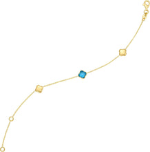 Load image into Gallery viewer, 14k Yellow Gold Natural Amethyst Gemstone Clover Charm Bracelet, Adjustable 6.25 Inch-7.25"