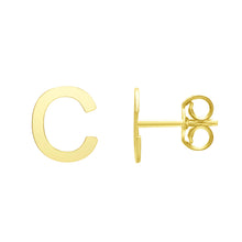 Load image into Gallery viewer, 14k Yellow Gold 6.5mm High Polish Initial-C Stud Earrings
