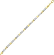 Load image into Gallery viewer, 14k Two-Tone Gold 3.3mm Diamond Cut XOXO Stampato Link Bracelet, 7.25 Inch
