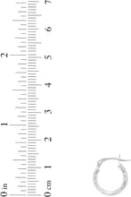 Load image into Gallery viewer, 10k White Gold 2mm Diamond Cut Round Tube Hoop Earrings