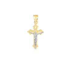 Load image into Gallery viewer, 10k Yellow Gold Petite Plane Crucifix of Jesus Cross Religious Pendant