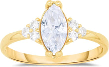 Load image into Gallery viewer, 10k Yellow Gold 10.8mm Birthstone Marquise Gemstone CZ Ring, Size 4-10
