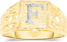 Load image into Gallery viewer, 10k Yellow Gold Two-Tone 8mm Square A-Z Initial Letter Ring