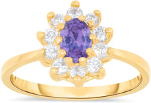 Load image into Gallery viewer, 10k Yellow Gold 11.5mm Birthstone Oval Gemstone CZ Ring, Size 4-10