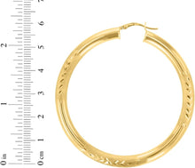 Load image into Gallery viewer, 10k Yellow Gold 5mm High Polish and Satin Finish Round Tube Hoop Earrings