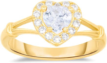 Load image into Gallery viewer, 10k Yellow Gold 9mm Birthstone Gemstone Heart CZ Ring, Size 4-10