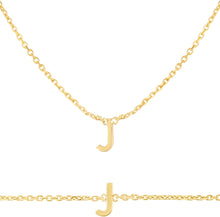 Load image into Gallery viewer, 14k Yellow Gold 0.2" Mini Alphabet Letter A - Z Initial Charm Pendant with Extendable Adjustable Chain Necklace & Bracelet Set