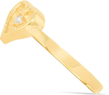 Load image into Gallery viewer, 10k Yellow Gold 8mm CZ Curved Heart Ring, Sizes 4 - 10