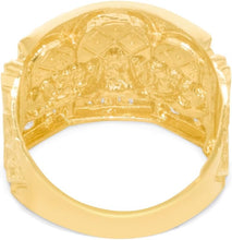 Load image into Gallery viewer, 10k Yellow Gold 18mm Last Supper CZ Baguette Two-Tone Ring, Sizes 6-14