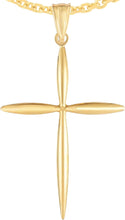 Load image into Gallery viewer, 14k Yellow Gold 1.2" or White Gold 0.6" Classic Tapered Cross Charm Pendant with optional Adjustable Chain Necklace