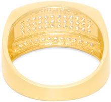 Load image into Gallery viewer, 10k Yellow Gold 11.2mm Pave CZ Triple Stack Rectangle Signet Ring, Sizes 4-13