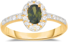 Load image into Gallery viewer, 10k Yellow Gold 9.5mm Birthstone Oval Gemstone Band CZ Ring, Size 4-10