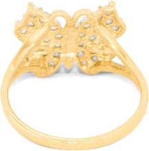 Load image into Gallery viewer, 10k Yellow Gold 12mm Pave CZ Butterfly Ring, Sizes 4 - 10