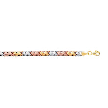 Load image into Gallery viewer, 14k Tri-Color Gold 5.5mm Satin Stampato Bracelet, 7.25 Inch