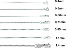 Load image into Gallery viewer, 14k Yellow Gold or White Gold or Rose Gold 0.45mm Solid Box Chain Link Necklace with Spring Ring Closure