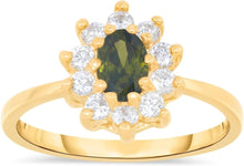 Load image into Gallery viewer, 10k Yellow Gold 11.5mm Birthstone Oval Gemstone CZ Ring, Size 4-10