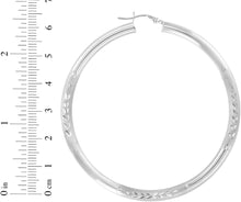 Load image into Gallery viewer, 10k White Gold 4mm High Polish and Satin Finish Round Tube Hoop Earrings