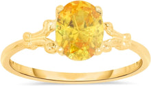 Load image into Gallery viewer, 10k Yellow Gold 8mm Birthstone Oval Gemstone Ring, Size 4-8