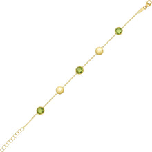 Load image into Gallery viewer, 14k Yellow Gold 6.4mm Natural Blue Topaz Gemstone Pebble Charm Bracelet, Adjustable 6.25 Inch-7.25"
