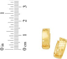 Load image into Gallery viewer, 14k Yellow Gold and White Gold 15mm Reversible Diamond Cut & Polished Huggie Earrings