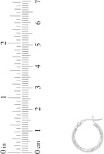 Load image into Gallery viewer, 10k White Gold 2mm Diamond Cut Round Tube Hoop Earrings