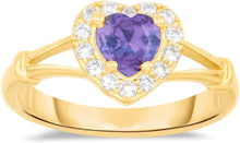 Load image into Gallery viewer, 10k Yellow Gold 9mm Birthstone Gemstone Heart CZ Ring, Size 4-10