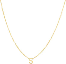 Load image into Gallery viewer, 14k Yellow Gold 0.2" Mini Alphabet Letter A - Z Initial Charm Pendant with Extendable Adjustable Chain Necklace
