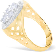 Load image into Gallery viewer, 10k Yellow Gold 15mm Two-Tone Flower CZ Openwork Ring, Sizes 5 - 13