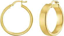 Load image into Gallery viewer, 14k Yellow Gold Small High Polish Square Wedding Band Hoop Earrings - view 2