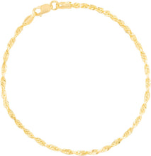 Load image into Gallery viewer, 10k Yellow Gold 1.5mm Solid Spiral Rope Multi Diamond Cut Chain Bracelet or Anklet