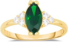 Load image into Gallery viewer, 10k Yellow Gold 10.8mm Birthstone Marquise Gemstone CZ Ring, Size 4-10