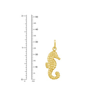 Load image into Gallery viewer, 14k Yellow Gold 31.6mm Polished Seahorse with Optional Chain Pendant Charm