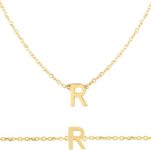 Load image into Gallery viewer, 14k Yellow Gold 0.2" Mini Alphabet Letter A - Z Initial Charm Pendant with Extendable Adjustable Chain Necklace & Bracelet Set