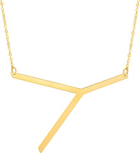 Load image into Gallery viewer, 14k Yellow Gold 1.5" Extra Large Angled Alphabet Letter A - Z Initial Charm Pendant with Chain Necklace