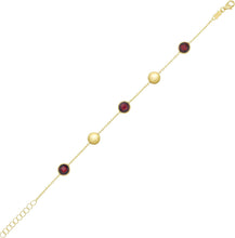 Load image into Gallery viewer, 14k Yellow Gold 6.4mm Natural Blue Topaz Gemstone Pebble Charm Bracelet, Adjustable 6.25 Inch-7.25"