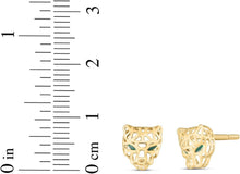 Load image into Gallery viewer, 14k Yellow Gold 9mm Panther Earrings