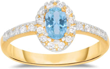 Load image into Gallery viewer, 10k Yellow Gold 9.5mm Birthstone Oval Gemstone Band CZ Ring, Size 4-10