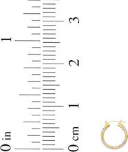 Load image into Gallery viewer, 10k Two-Tone Gold 6mm Diamond Pattern Textured Hoop Earrings