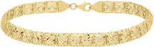 Load image into Gallery viewer, 10k Yellow Gold 6.2mm Solid Textured Openwork Square Link Chain Bracelet 7.25 Inch