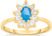 Load image into Gallery viewer, 10k Yellow Gold 11.5mm Birthstone Oval Gemstone CZ Ring, Size 4-10