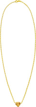 Load image into Gallery viewer, Floreo 14k Yellow Gold Paperclip Chain Heart Gemstone Necklace 18 Inch