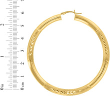 Load image into Gallery viewer, 10k Yellow Gold 5mm High Polish and Satin Finish Round Tube Hoop Earrings