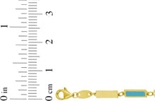 Load image into Gallery viewer, 14k Yellow Gold Turquoise Gemstone Rectangle Links Chain 18 Inch Necklace & 7.5 Inch Bracelet Set with Extenders